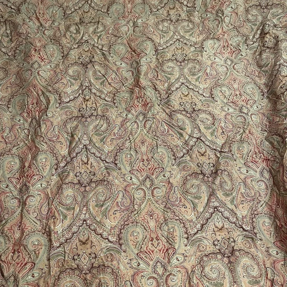 LRL Lauren Ralph Lauren Red Gold Paisley Teal Full Queen Comforter 2 Shams Skirt
